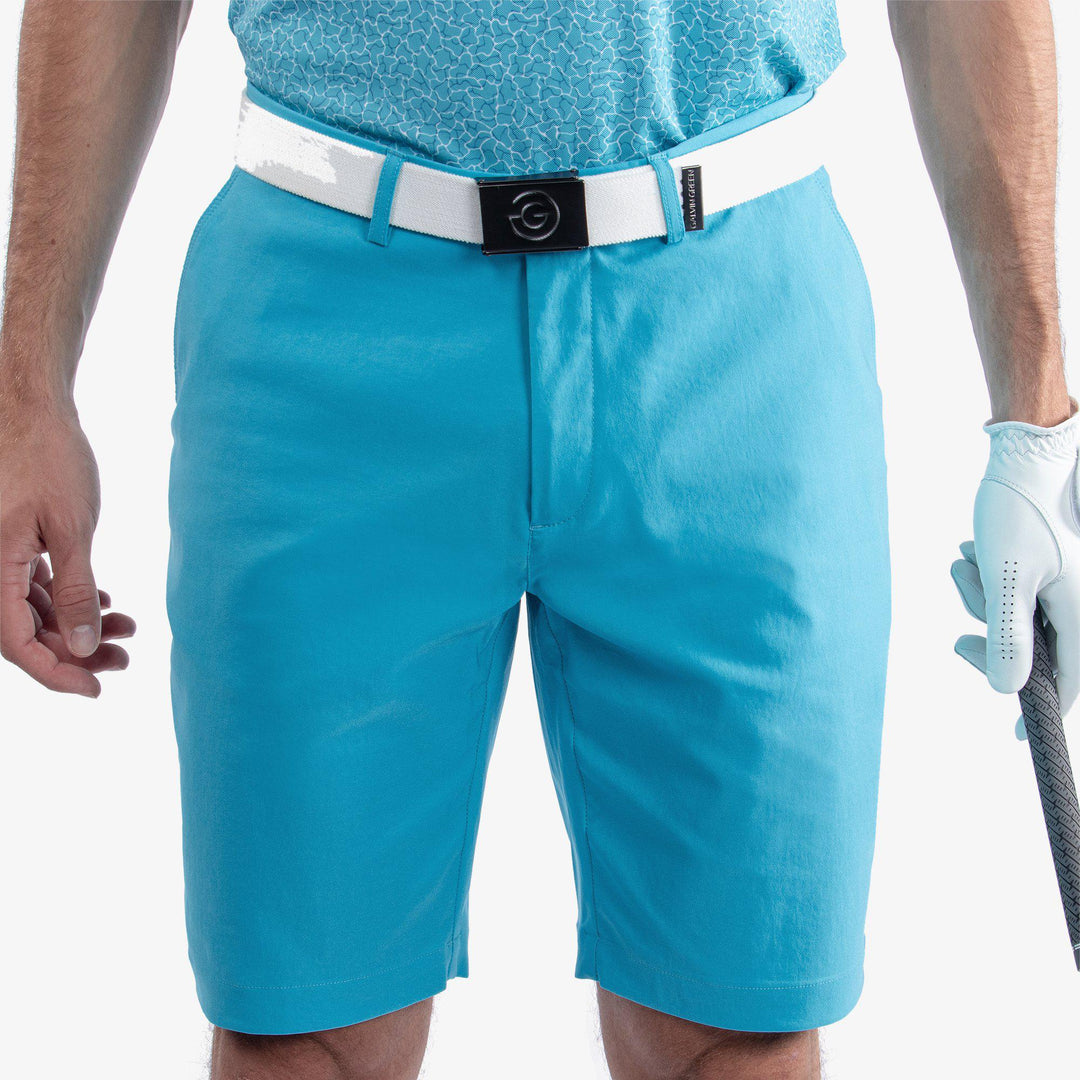 Percy is a Breathable golf shorts for Men in the color Aqua(4)
