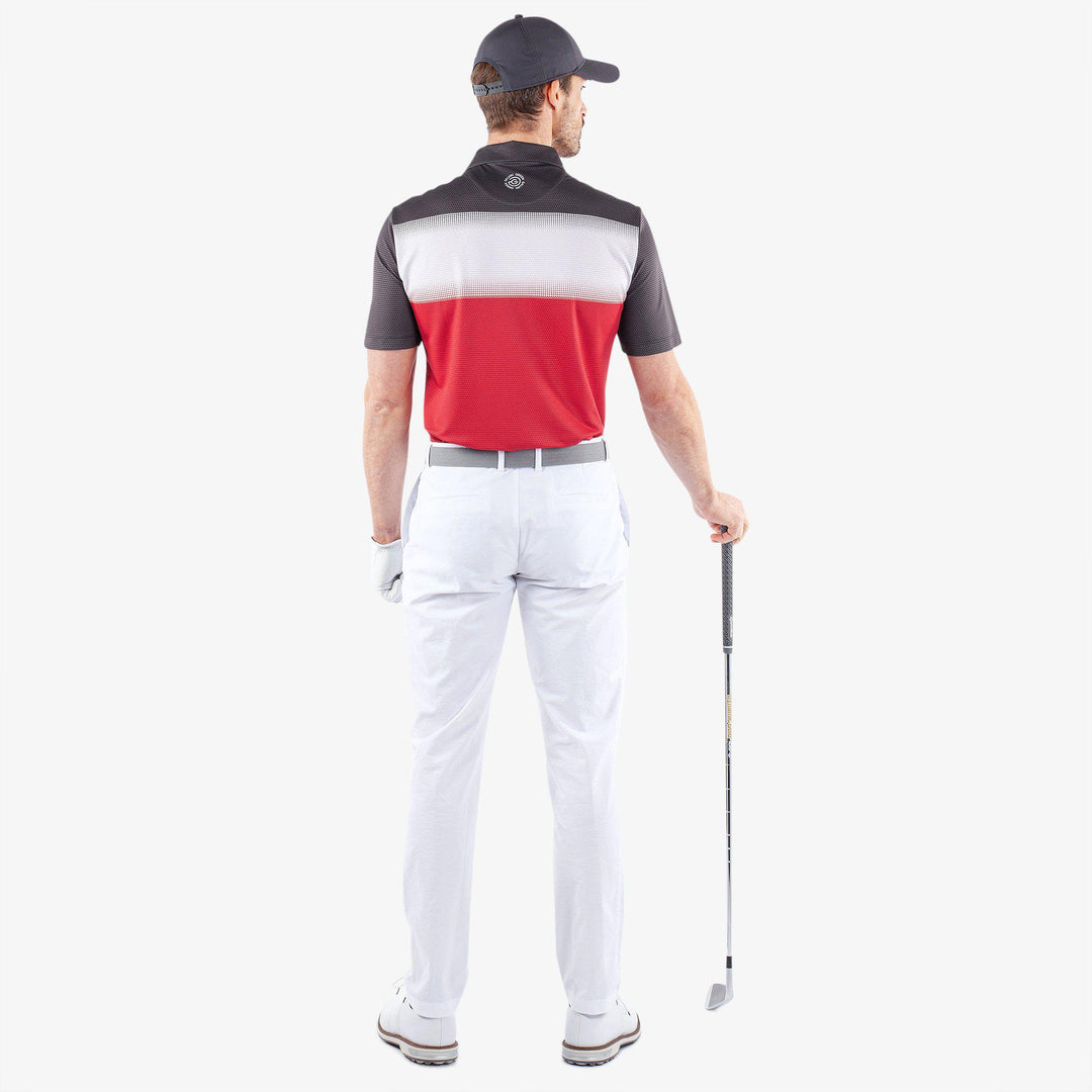 Mo is a Breathable short sleeve golf shirt for Men in the color Red/White/Black(6)