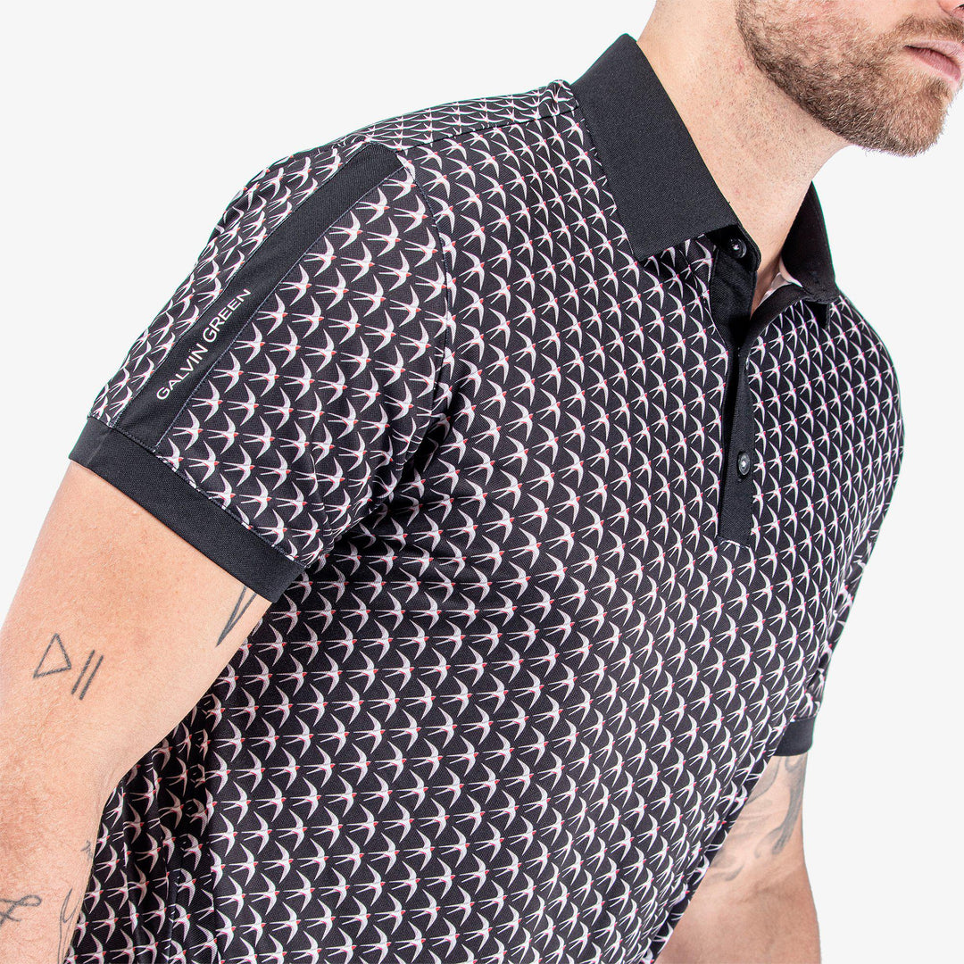 Malcolm is a Breathable short sleeve shirt for  in the color Black/Sharkskin/Red(3)