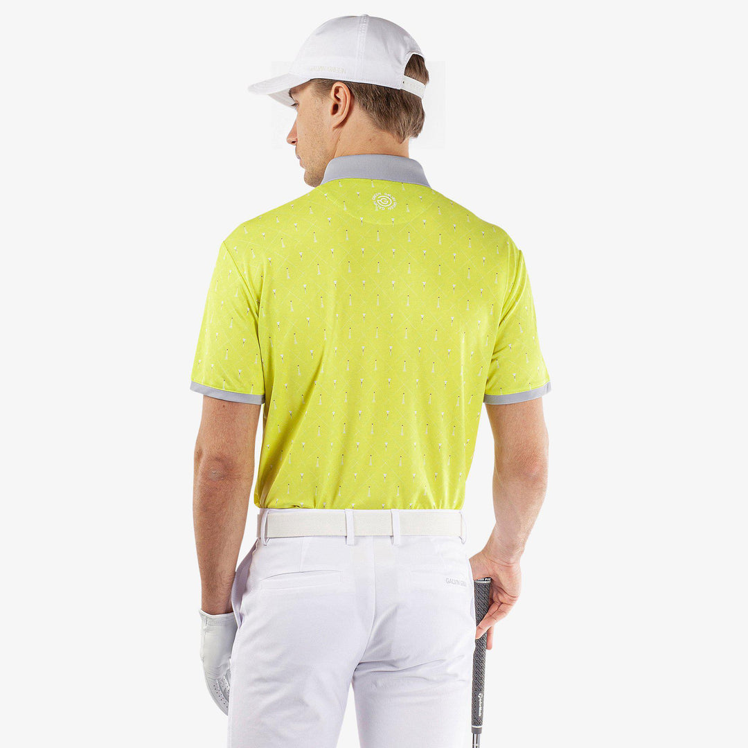 Manolo is a Breathable short sleeve golf shirt for Men in the color Sunny Lime/Cool Grey/White(5)