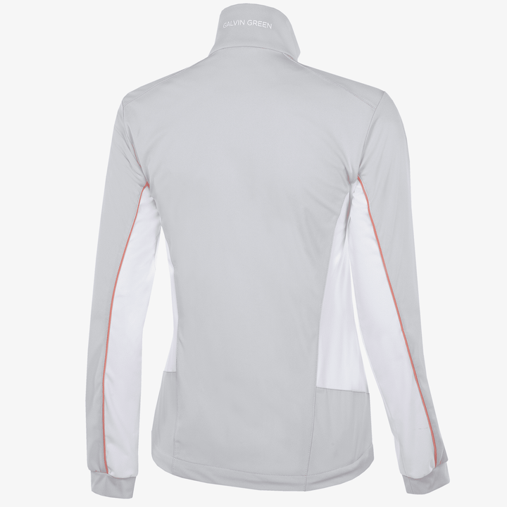 Larissa is a Windproof and water repellent jacket for  in the color Cool Grey/White/Coral(10)