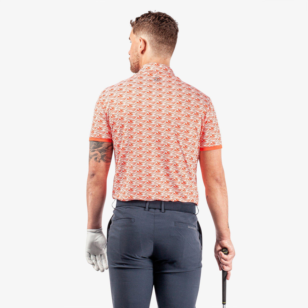 Madden is a Breathable short sleeve golf shirt for Men in the color Orange/White(5)
