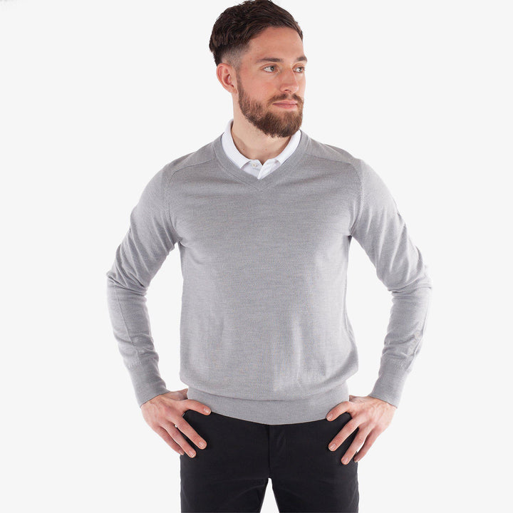 Carl is a Merino golf sweater for Men in the color Grey melange(1)
