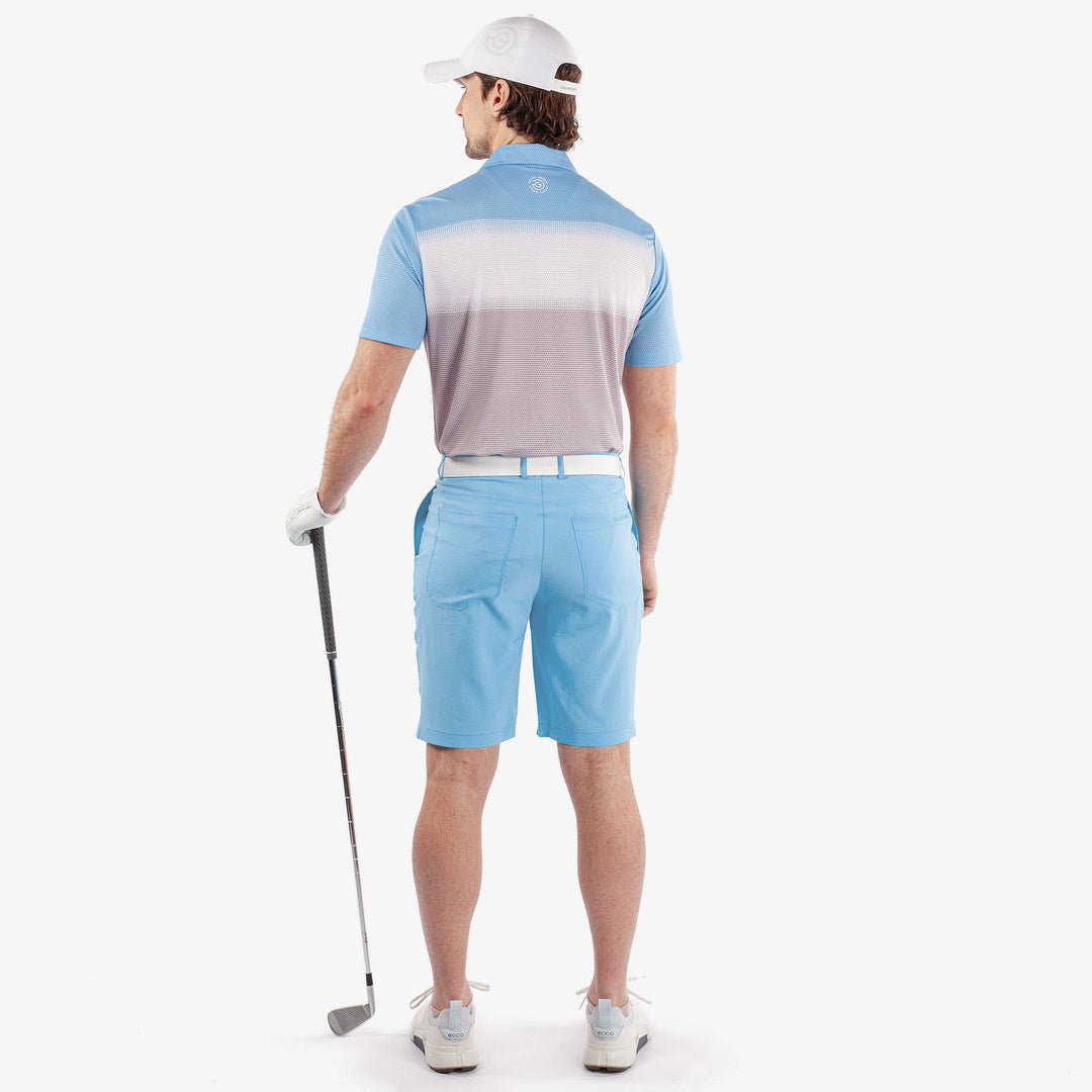 Mo is a Breathable short sleeve golf shirt for Men in the color Cool Grey/White/Alaskan Blue(5)