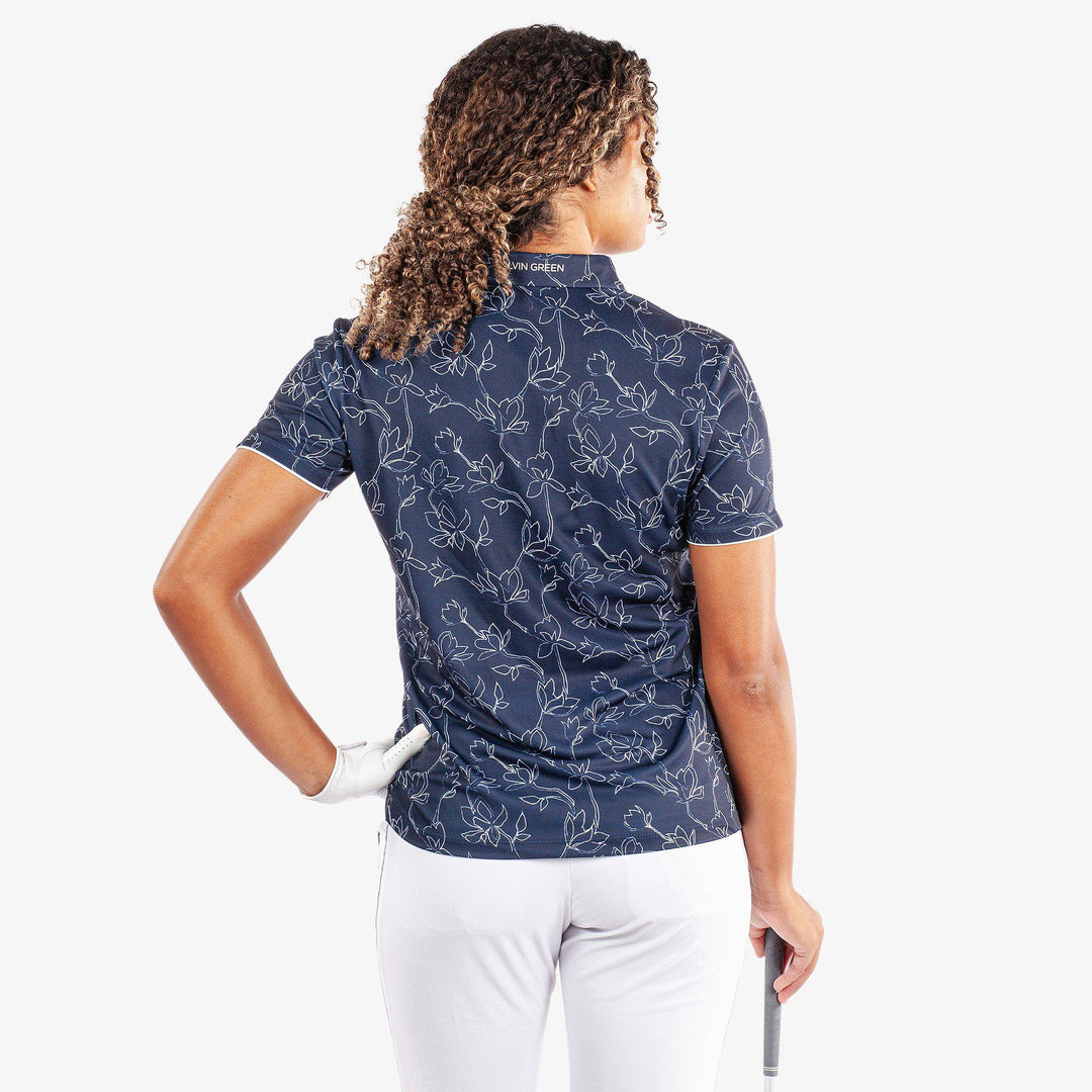 Mallory is a Breathable short sleeve golf shirt for Women in the color Navy/White(4)