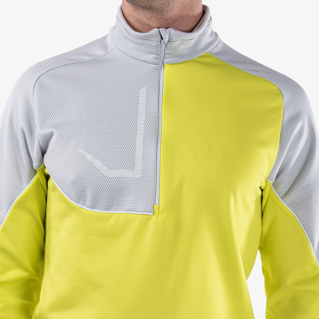 Daxton is a Insulating golf mid layer for Men in the color Sunny Lime/Cool Grey/White(4)
