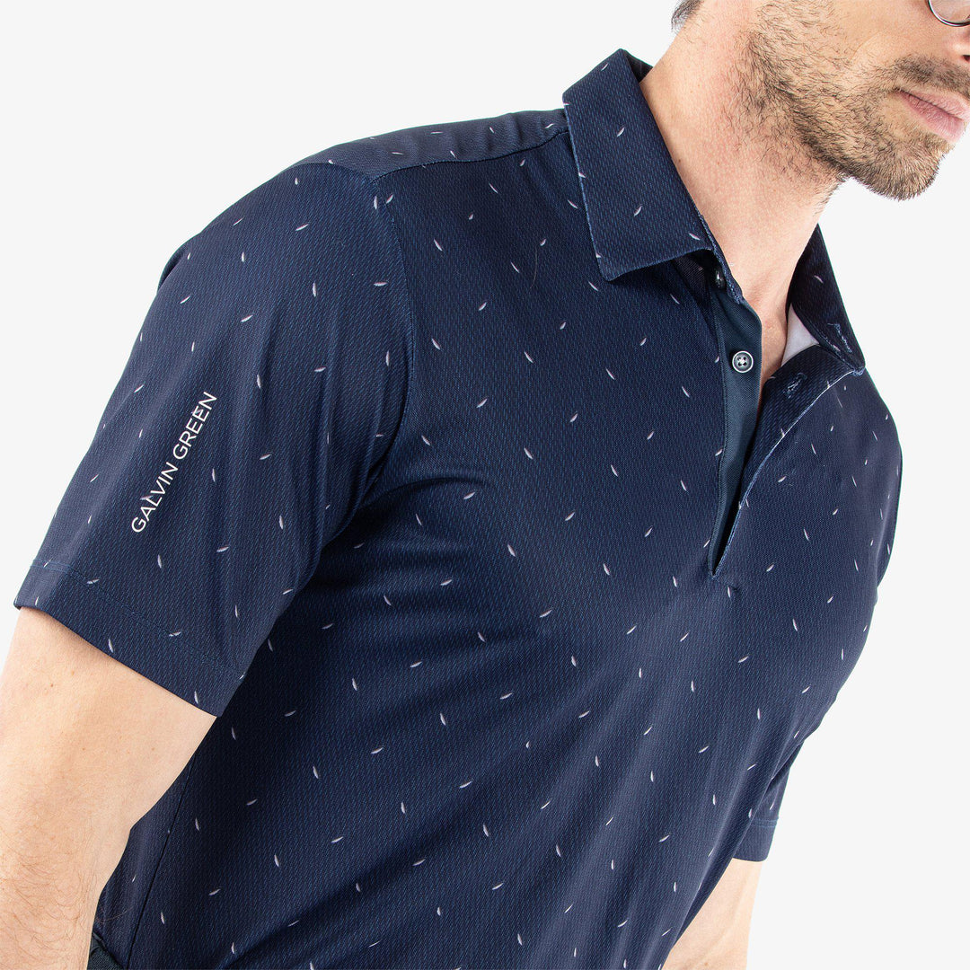 Miklos is a Breathable short sleeve golf shirt for Men in the color Navy(3)