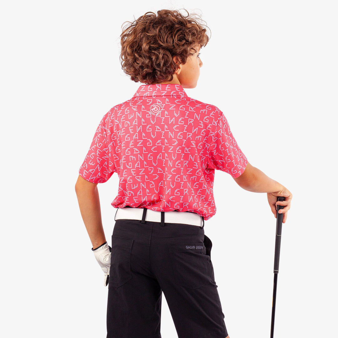 Rickie is a Breathable short sleeve golf shirt for Juniors in the color Camelia Rose(7)