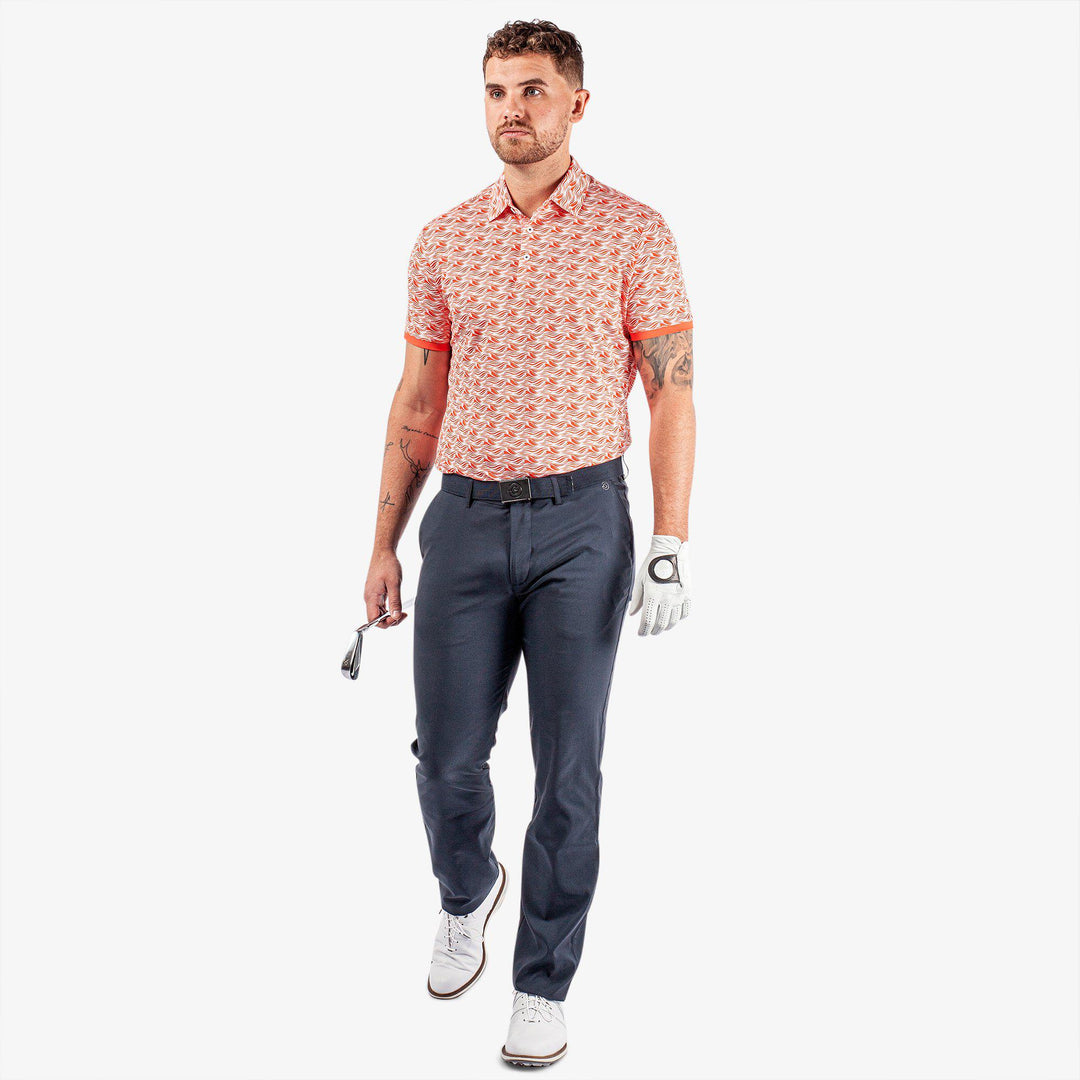 Madden is a Breathable short sleeve golf shirt for Men in the color Orange/White(2)