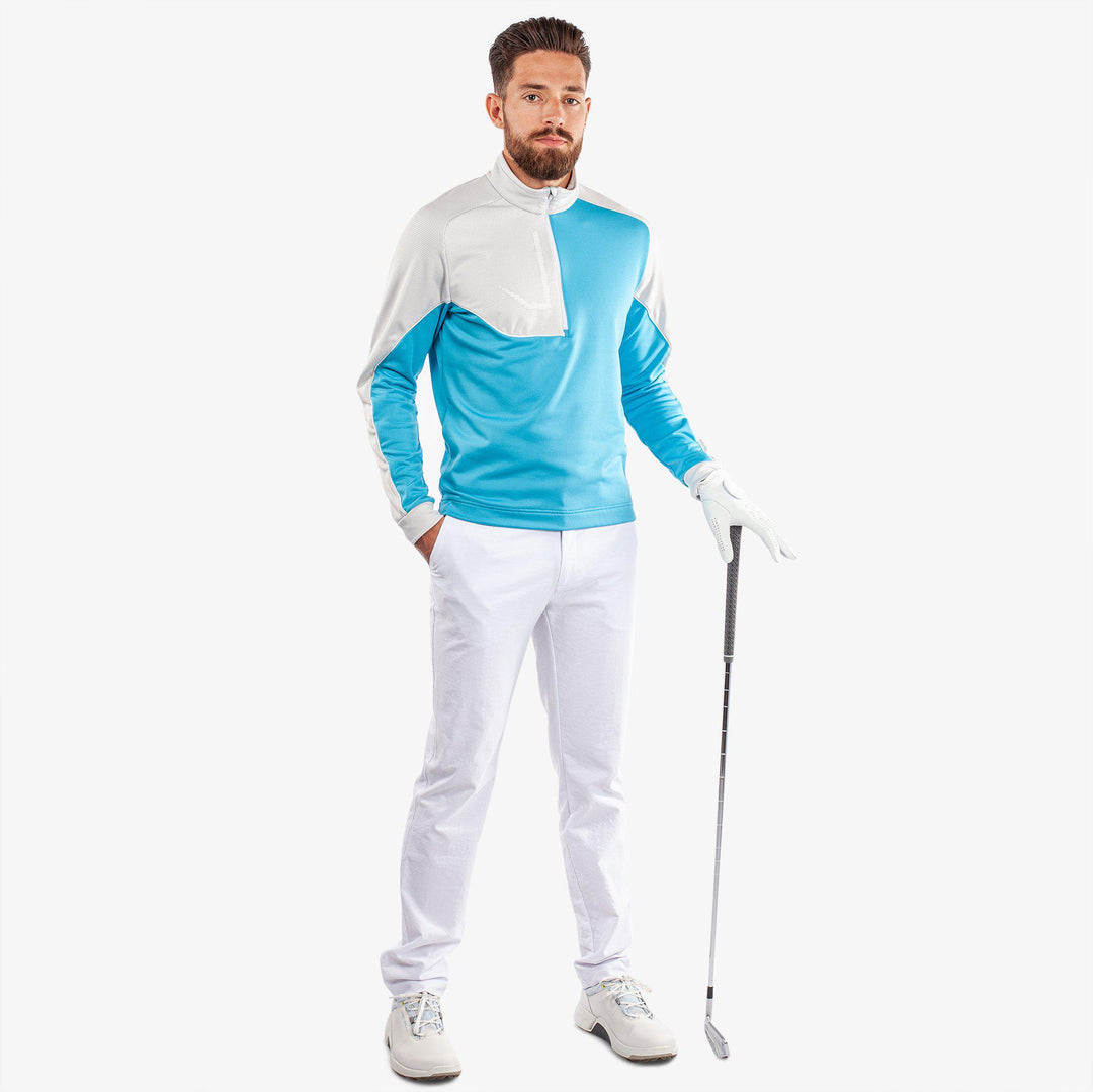 Daxton is a Insulating golf mid layer for Men in the color Aqua/Cool Grey/White(2)