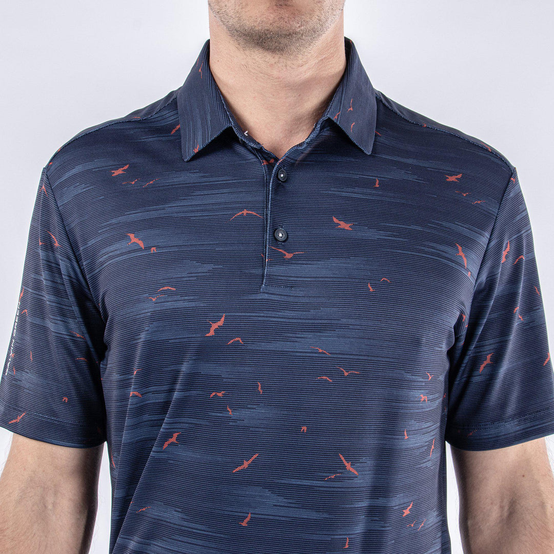Marin is a Breathable short sleeve shirt for  in the color Navy/Orange(4)