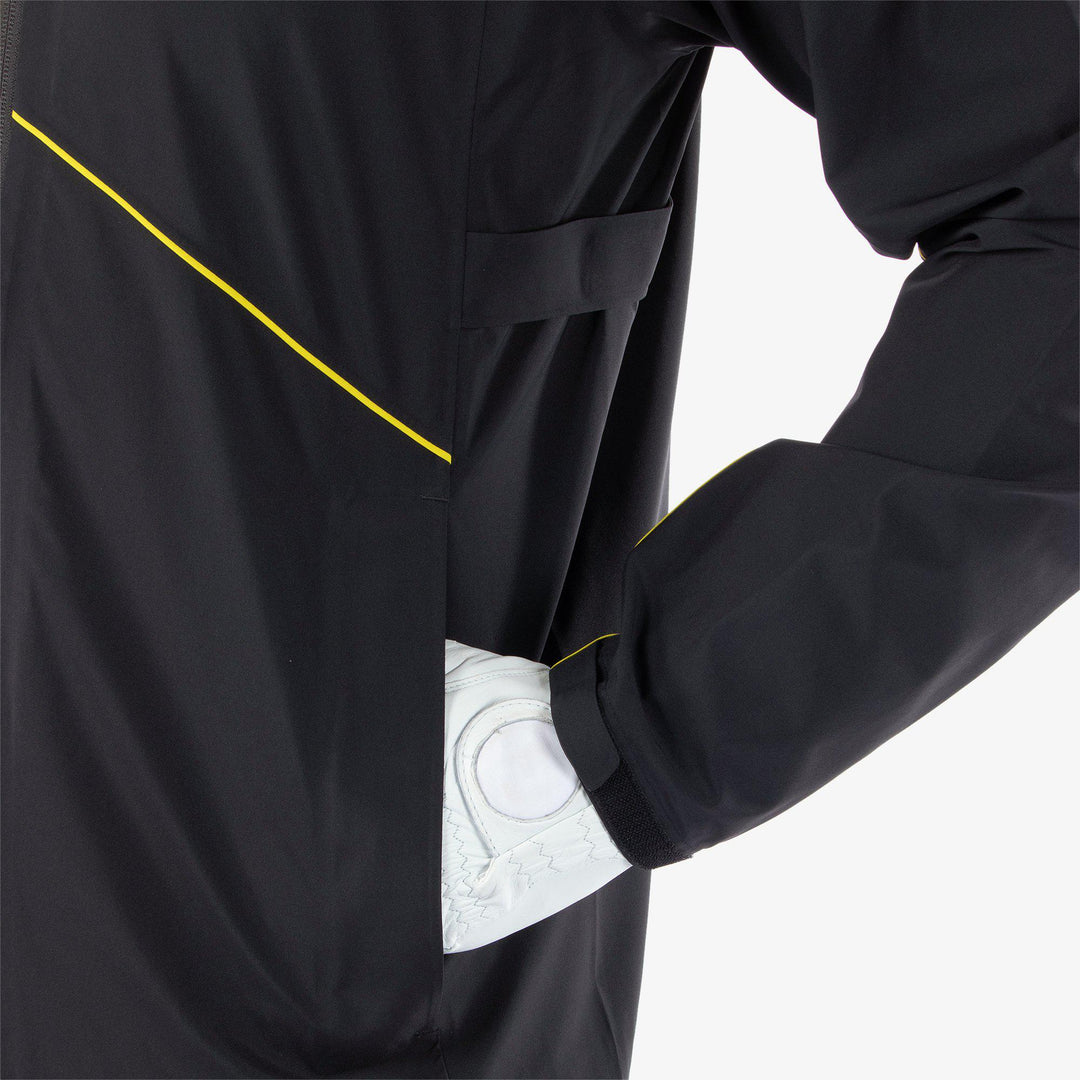 Apollo  is a Waterproof jacket for  in the color Black/Sunny Lime(5)