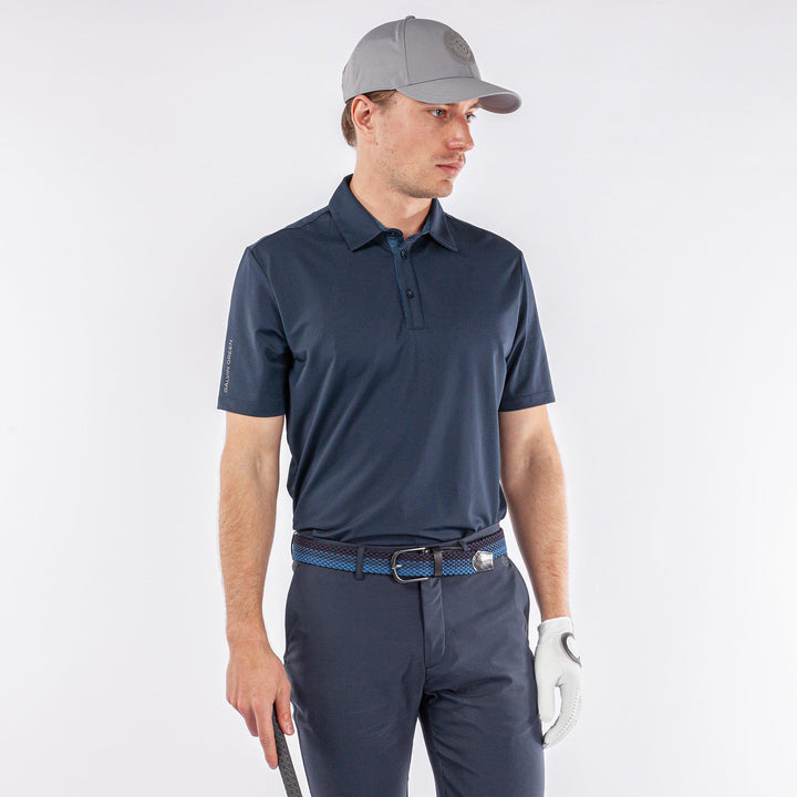 Milan is a Breathable short sleeve golf shirt for Men in the color Navy(1)