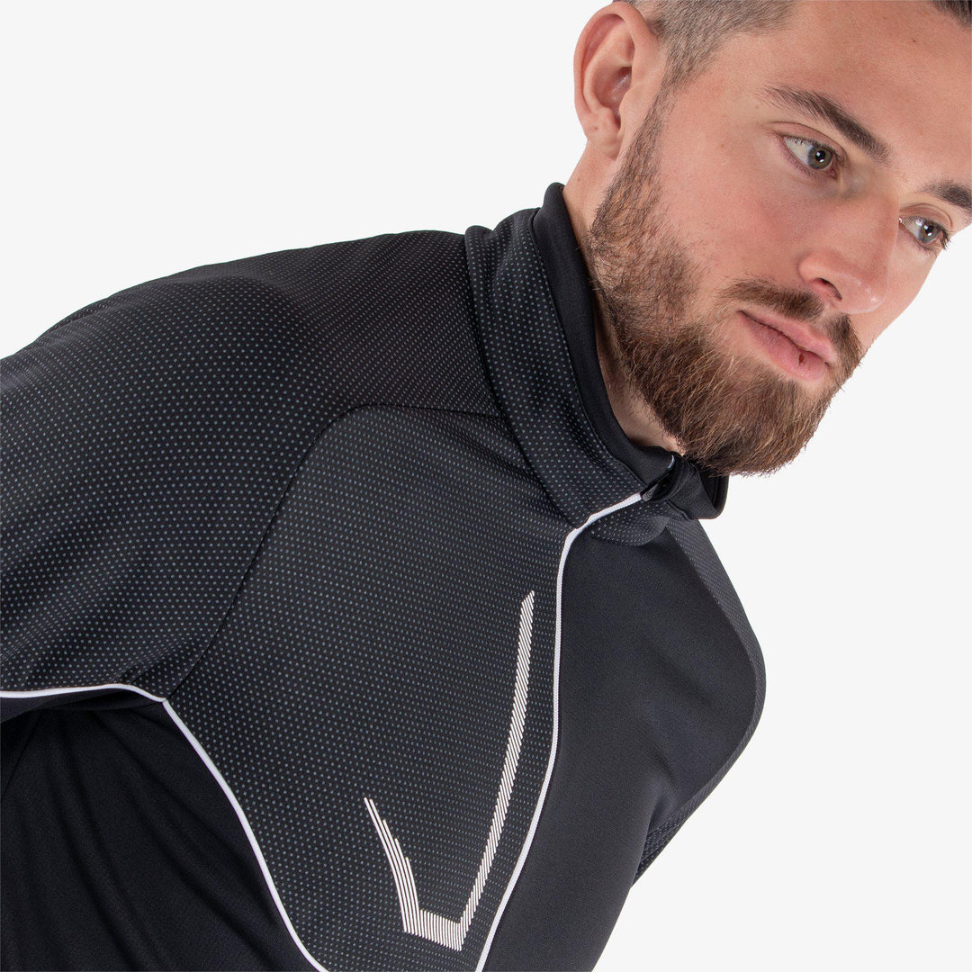 Daxton is a Insulating golf mid layer for Men in the color Black/Granite Grey/White(3)