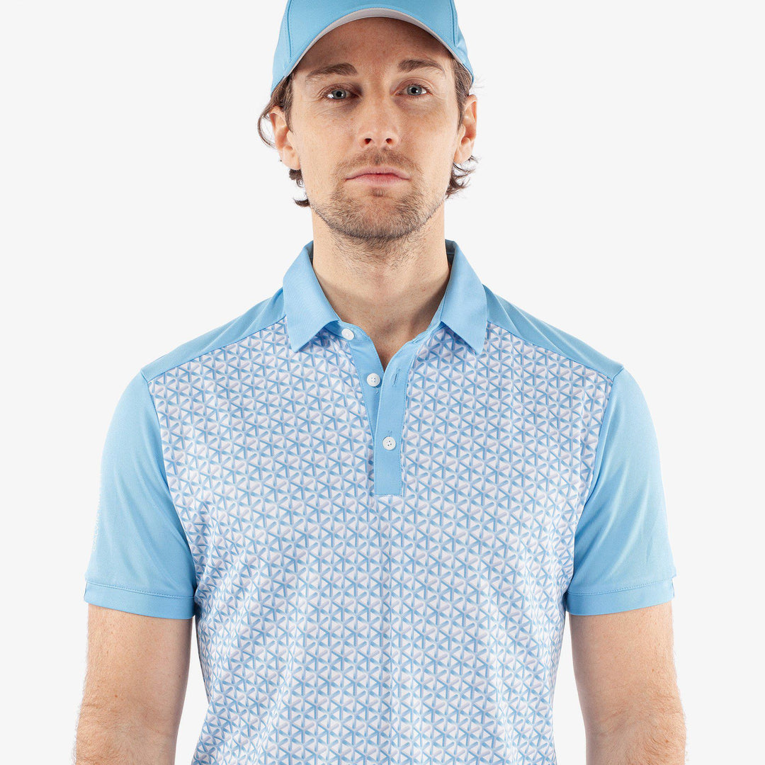 Mio is a Breathable short sleeve golf shirt for Men in the color Alaskan Blue(3)
