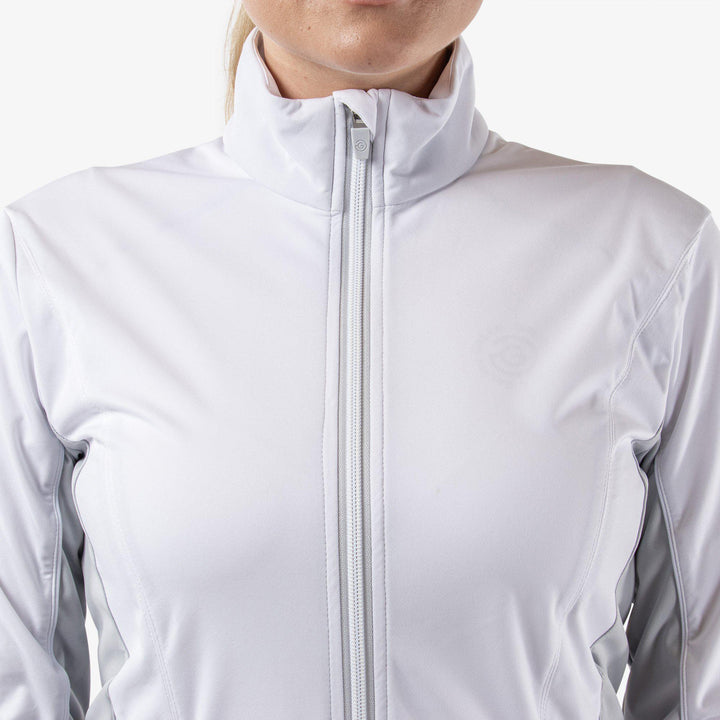 Larissa is a Windproof and water repellent golf jacket for Women in the color White/Cool Grey(3)