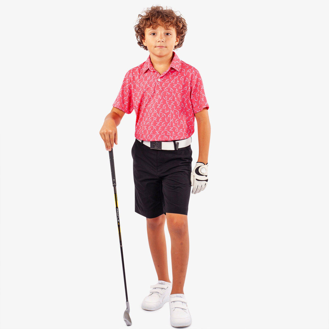 Rickie is a Breathable short sleeve golf shirt for Juniors in the color Camelia Rose(4)