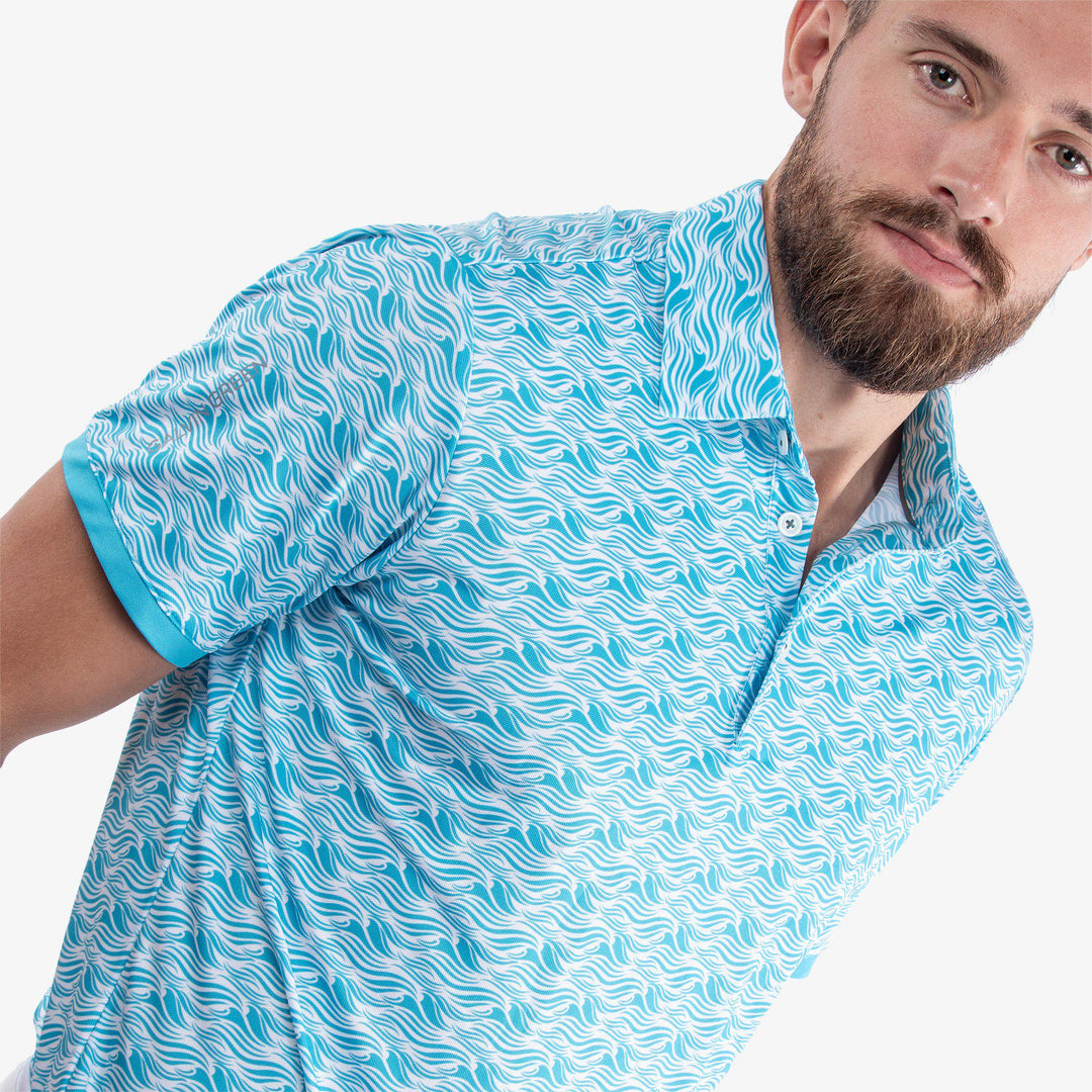 Madden is a Breathable short sleeve shirt for  in the color Aqua/White (3)