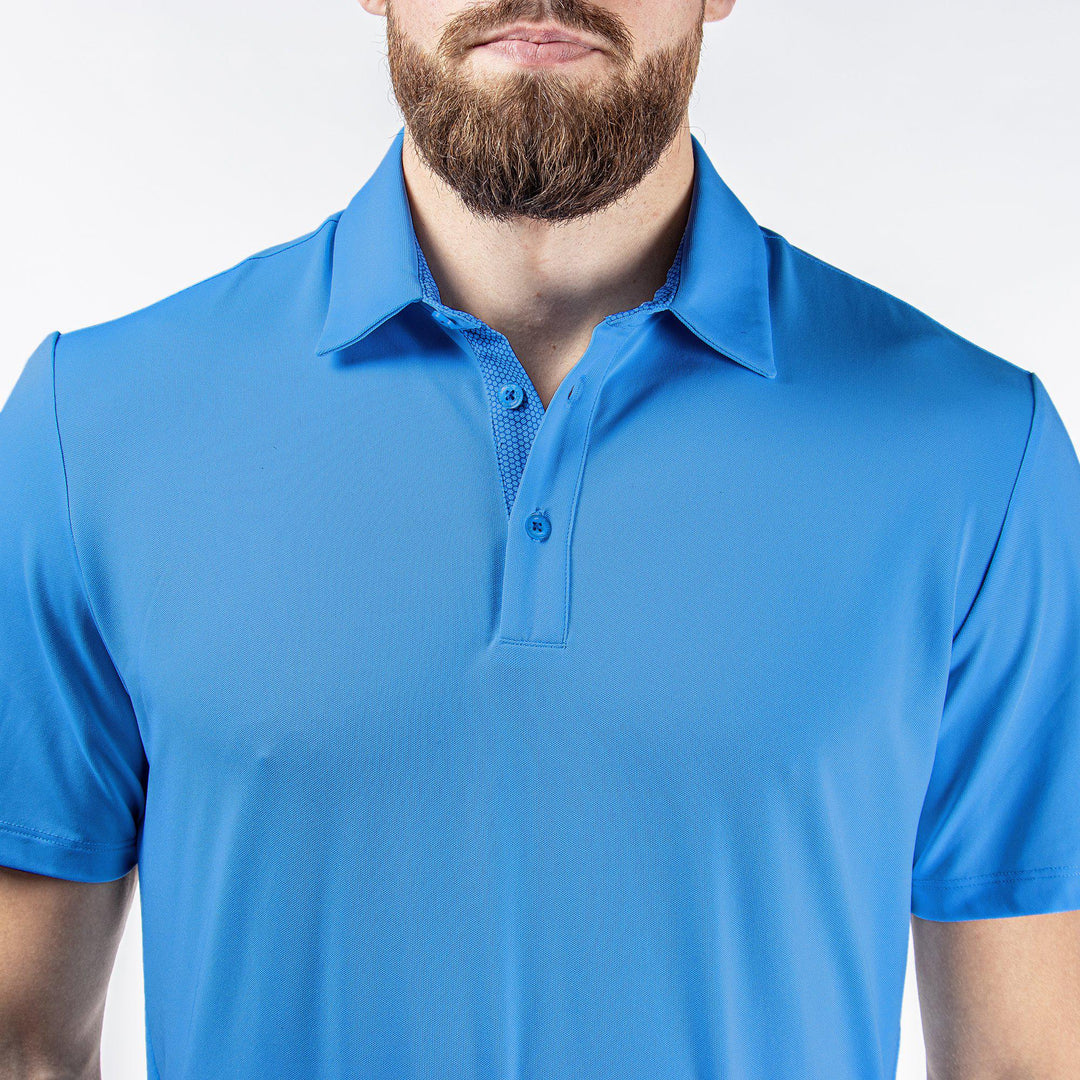 Milan is a Breathable short sleeve golf shirt for Men in the color Blue(3)