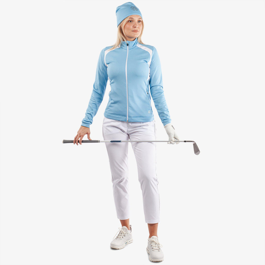 Destiny is a Insulating golf mid layer for Women in the color Alaskan Blue/White(2)
