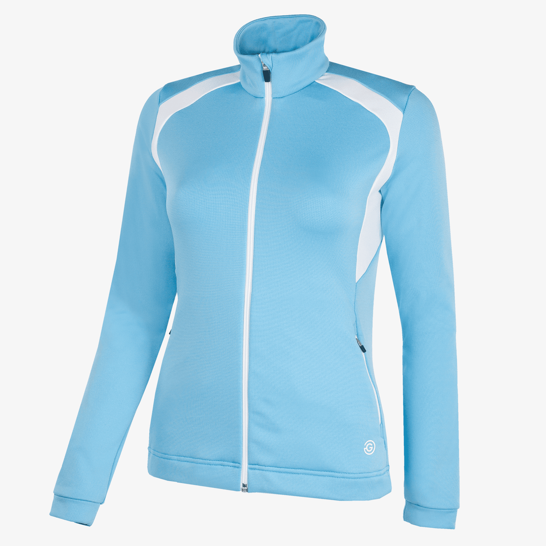 Destiny is a Insulating golf mid layer for Women in the color Alaskan Blue/White(0)