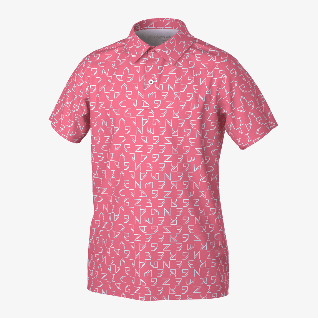 Rickie is a Breathable short sleeve golf shirt for Juniors in the color Camelia Rose(0)