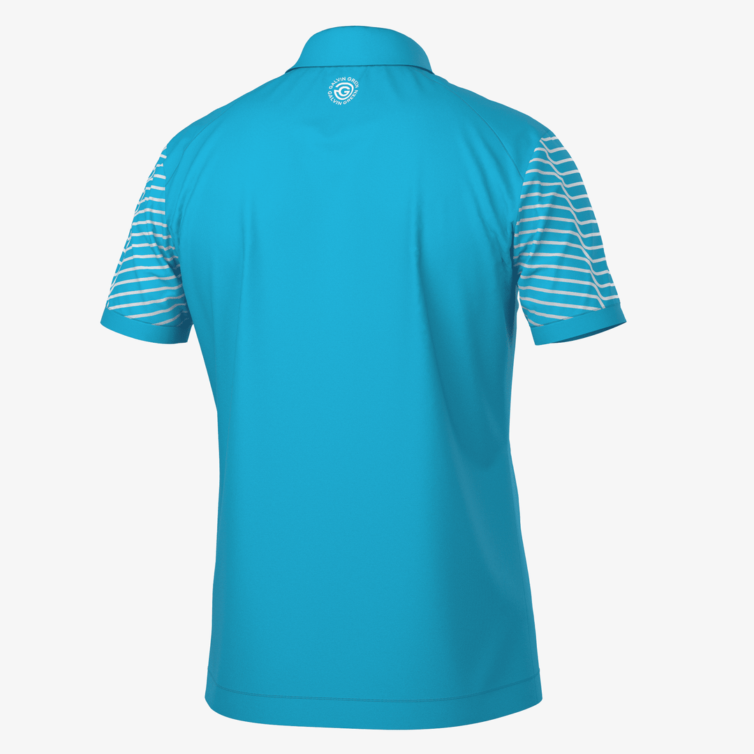 Milion is a Breathable short sleeve golf shirt for Men in the color Aqua/White (7)