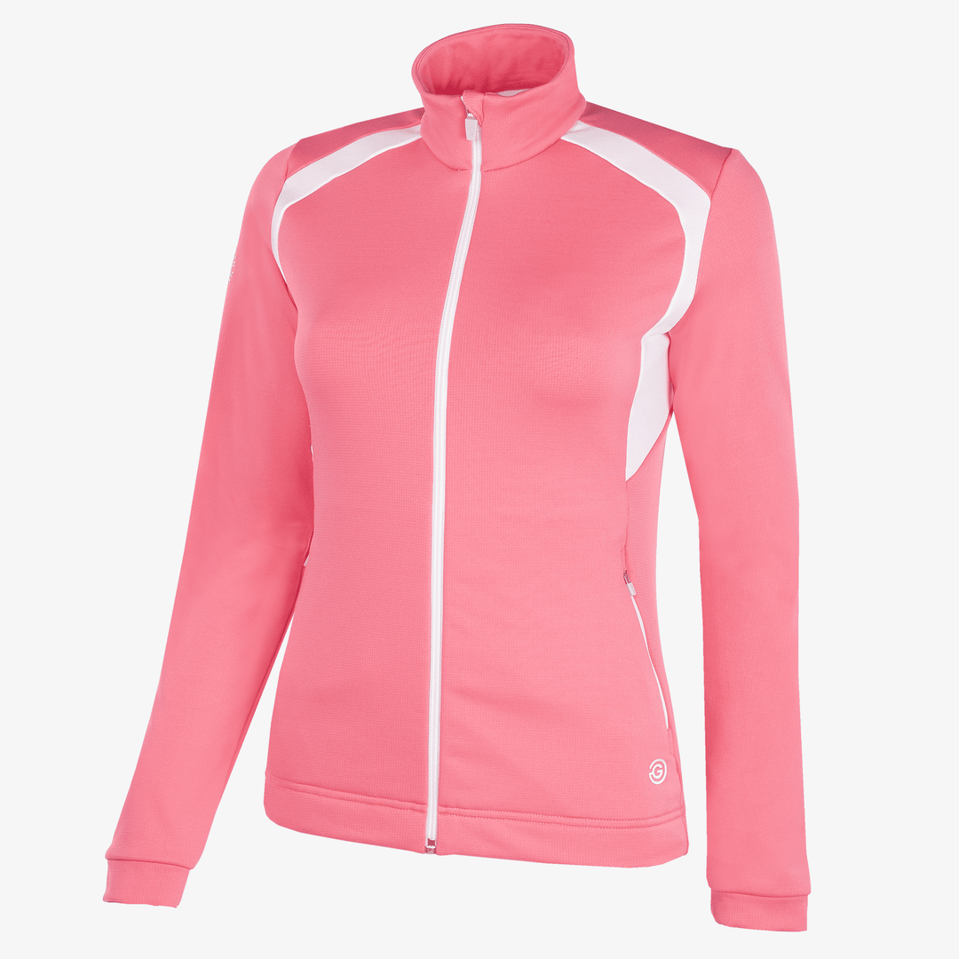 Destiny is a Insulating golf mid layer for Women in the color Camelia Rose/White(0)