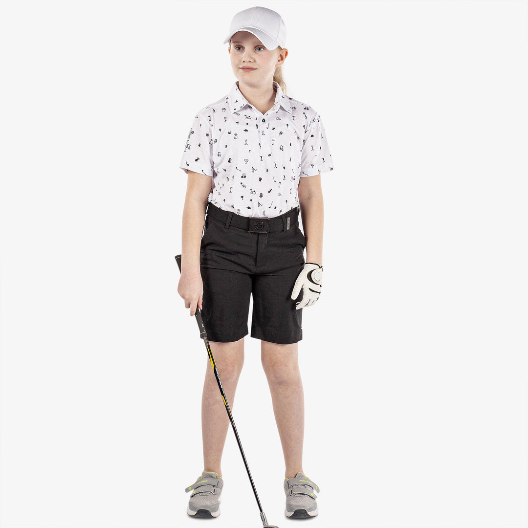 Rowan is a Breathable short sleeve golf shirt for Juniors in the color White/Black(2)
