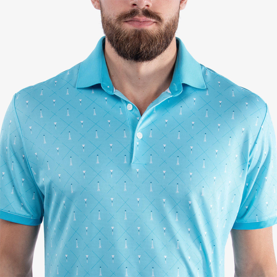 Manolo is a Breathable short sleeve shirt for  in the color Aqua/White (4)