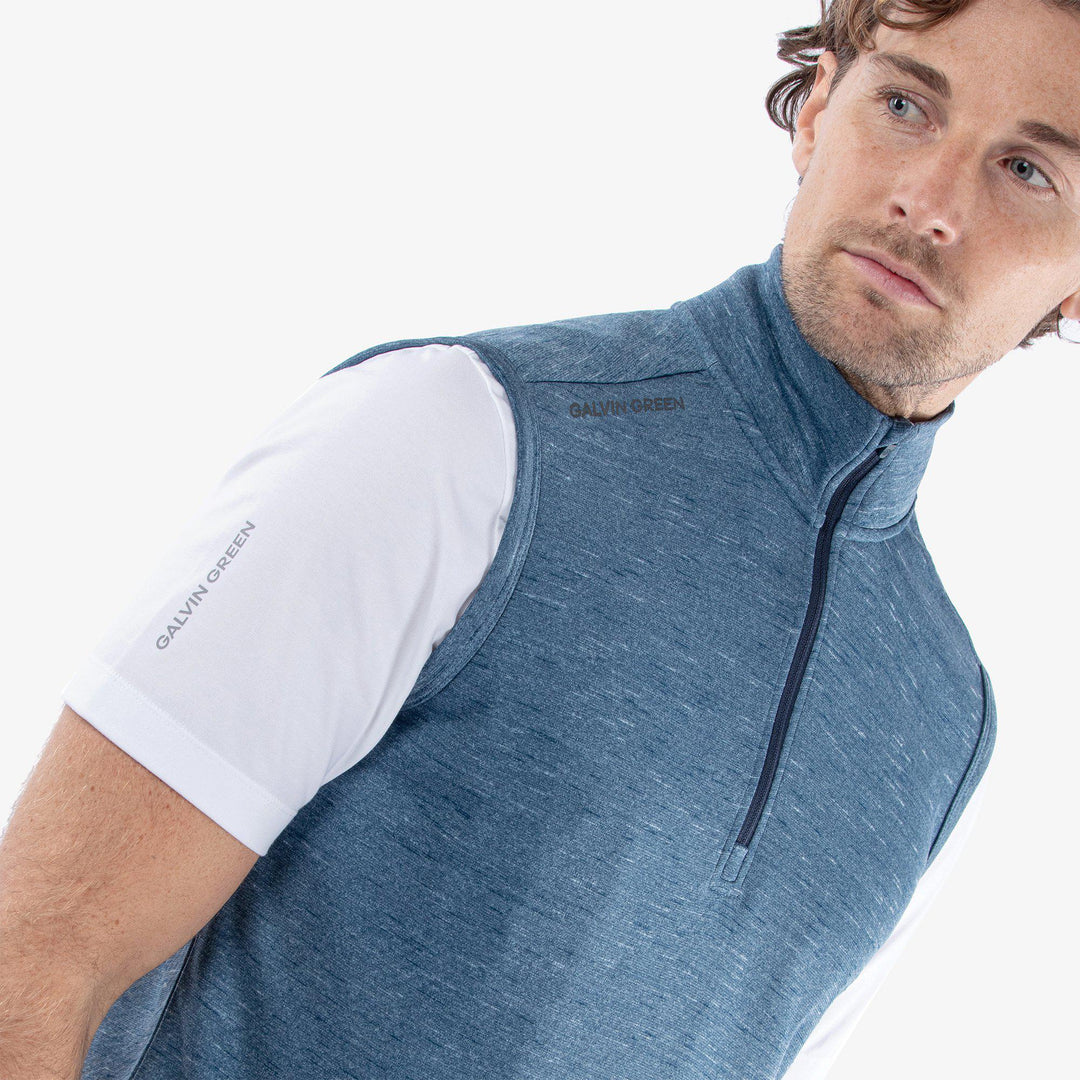 Del is a Insulating golf vest for Men in the color Blue Melange (3)