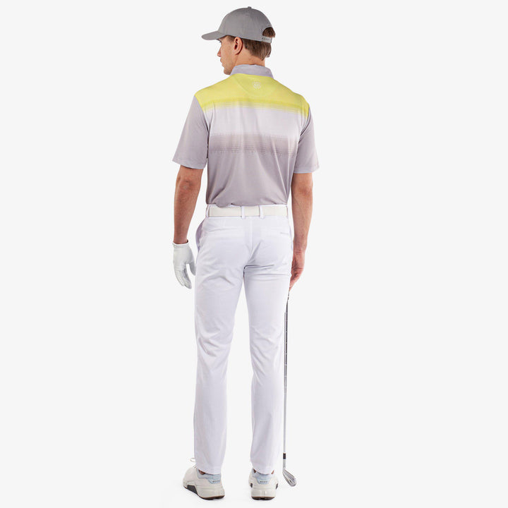 Mo is a Breathable short sleeve golf shirt for Men in the color Cool Grey/White/Sunny Lime(7)