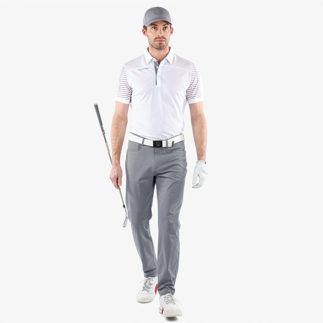 Milion is a Breathable short sleeve golf shirt for Men in the color White/Cool Grey(2)