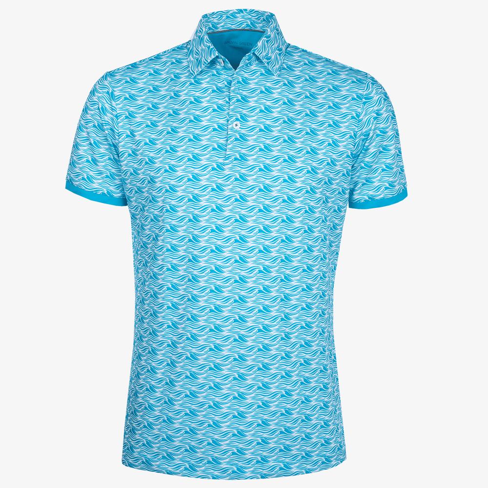 Madden is a Breathable short sleeve golf shirt for Men in the color Aqua/White (0)