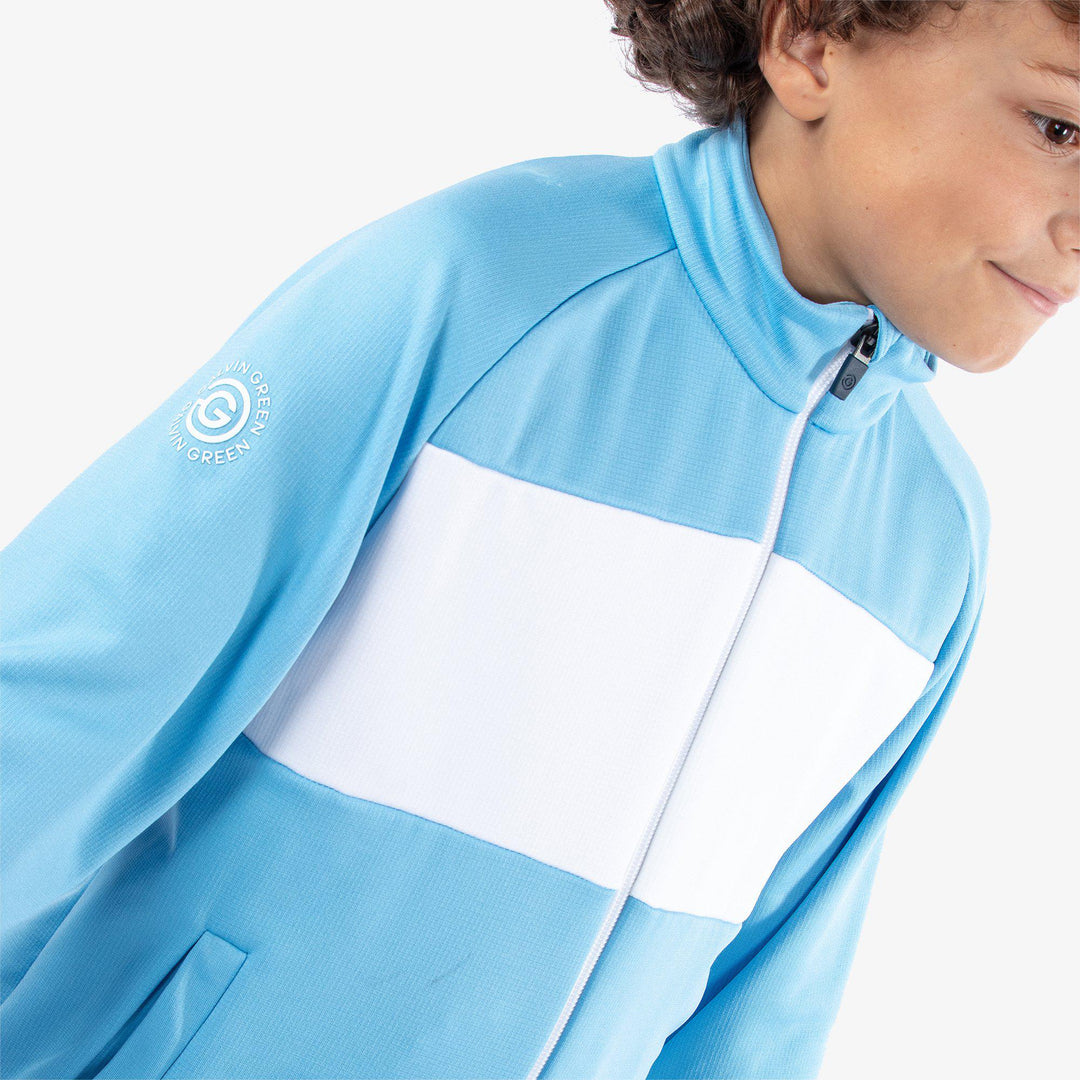Rex is a Insulating golf mid layer for Juniors in the color Alaskan Blue/White(4)