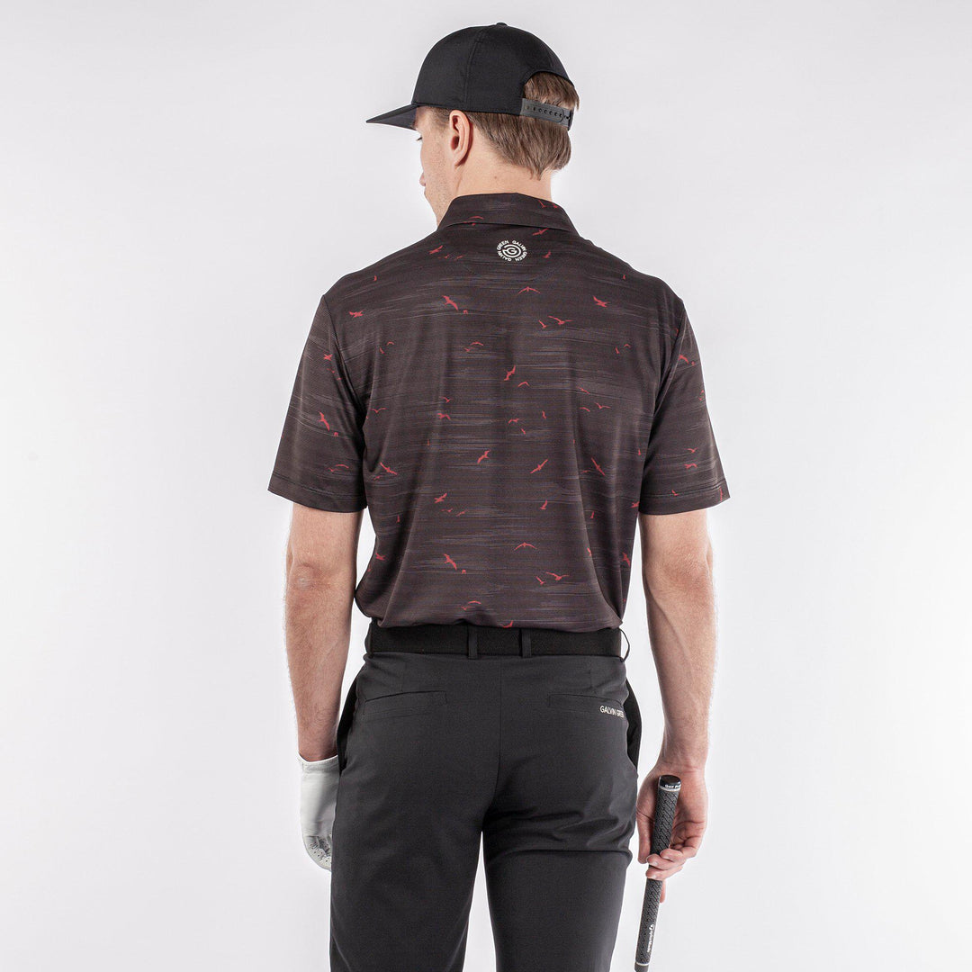 Marin is a Breathable short sleeve golf shirt for Men in the color Black/Red(5)