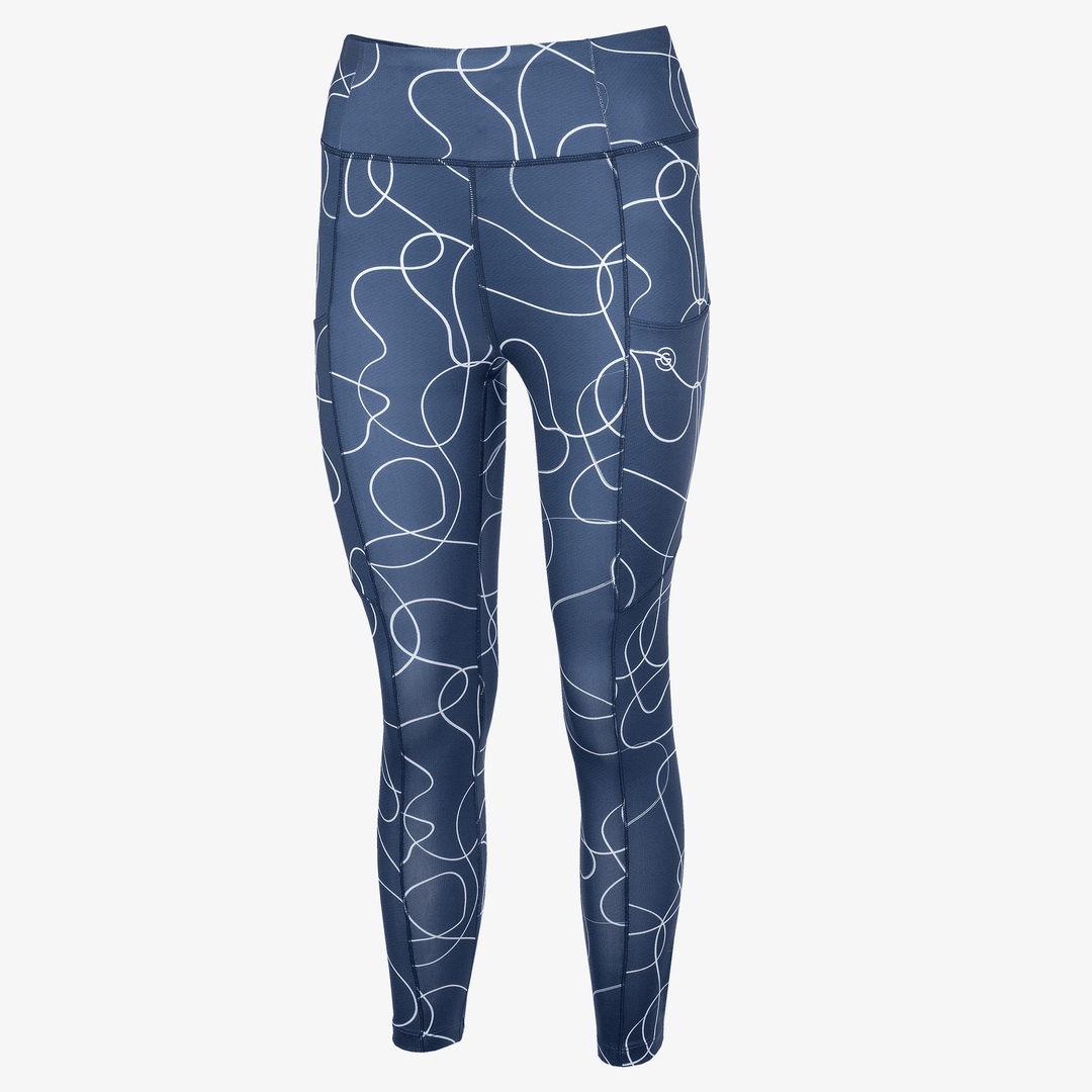 Nicoline is a Breathable and stretchy golf leggings for Women in the color Navy/White(0)