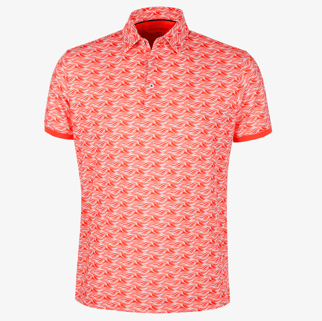 Madden is a Breathable short sleeve golf shirt for Men in the color Orange/White(0)