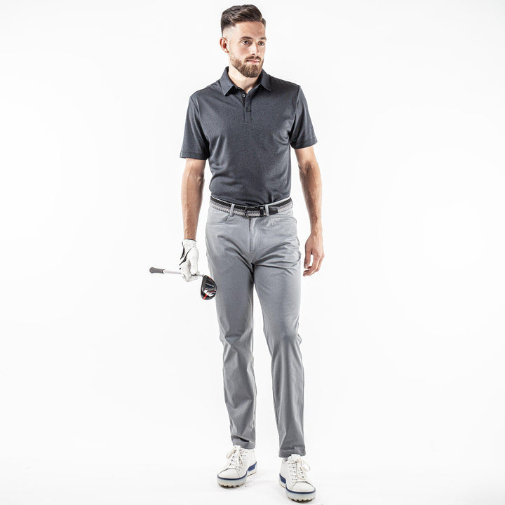 Marv is a Breathable short sleeve golf shirt for Men in the color Black Melange(2)