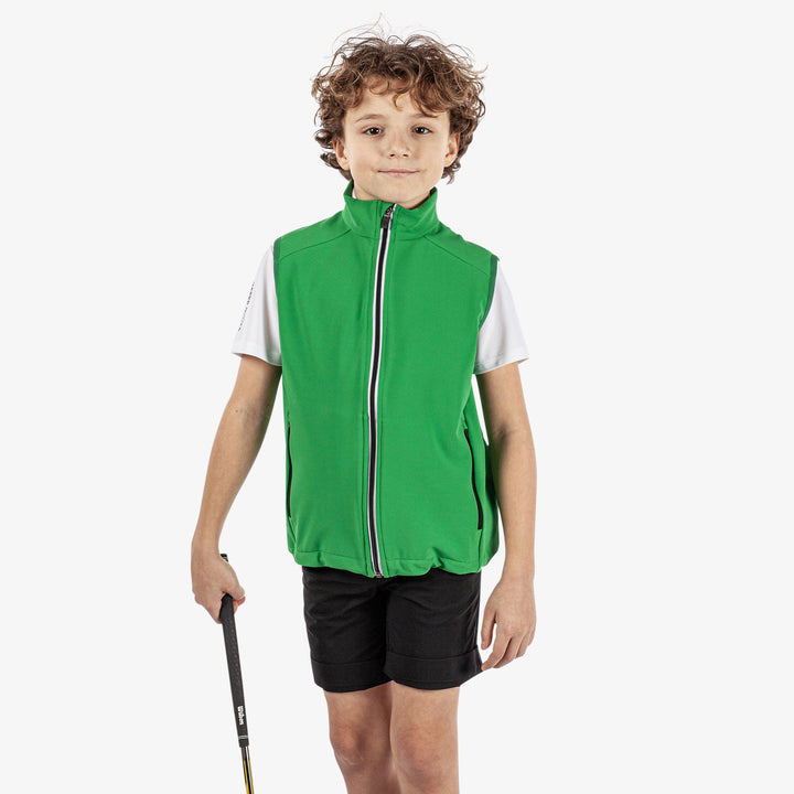 Rio is a Windproof and water repellent golf vest for Juniors in the color Golf Green(1)