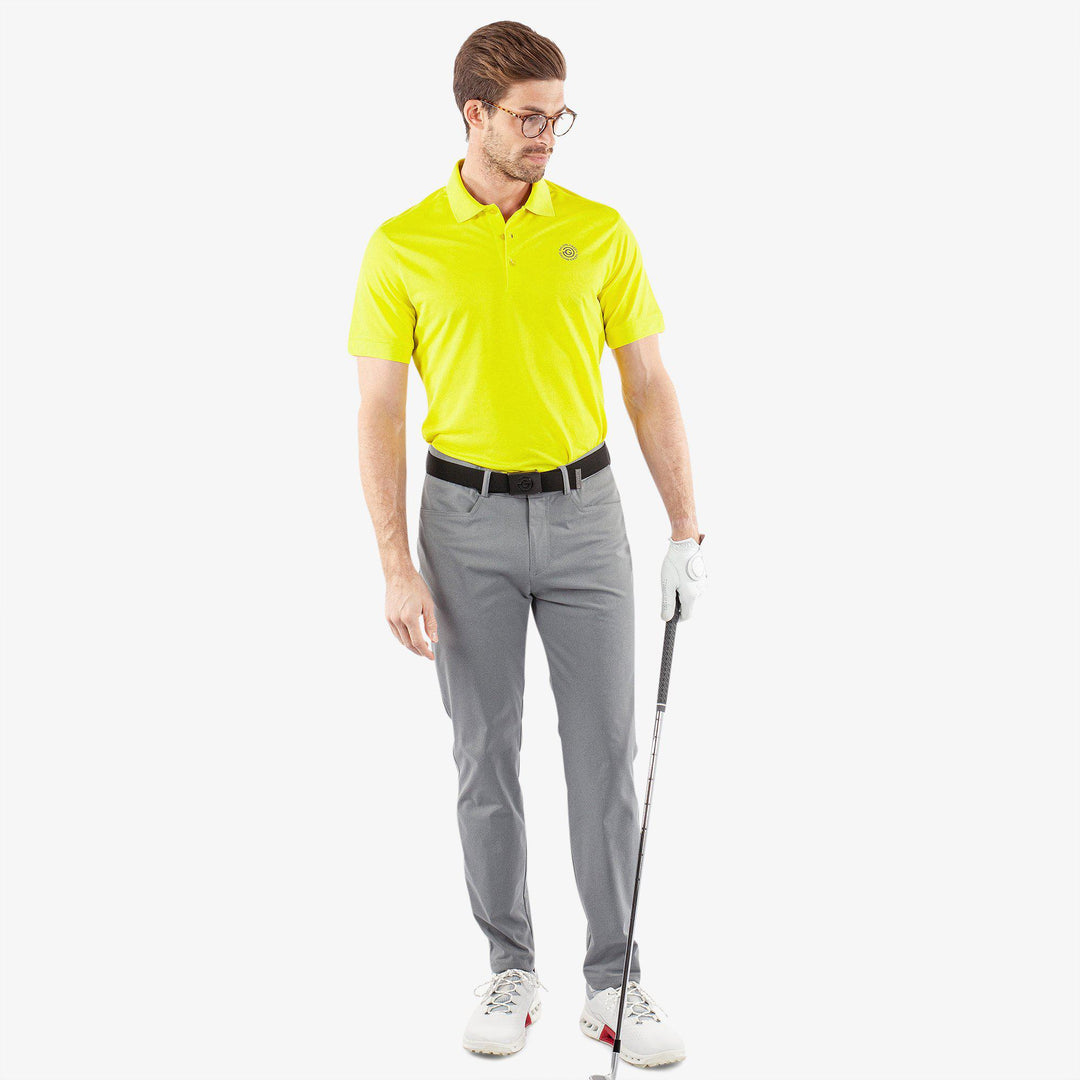 Maximilian is a Breathable short sleeve golf shirt for Men in the color Sunny Lime(2)