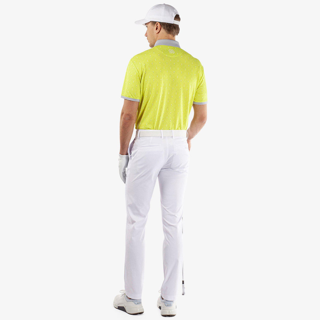 Manolo is a Breathable short sleeve golf shirt for Men in the color Sunny Lime/Cool Grey/White(7)