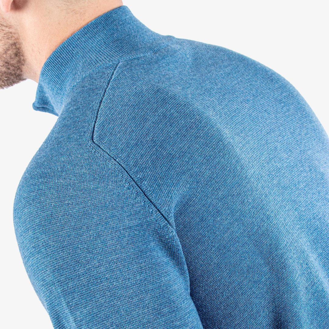 Chester is a Merino golf sweater for Men in the color Blue Melange (6)