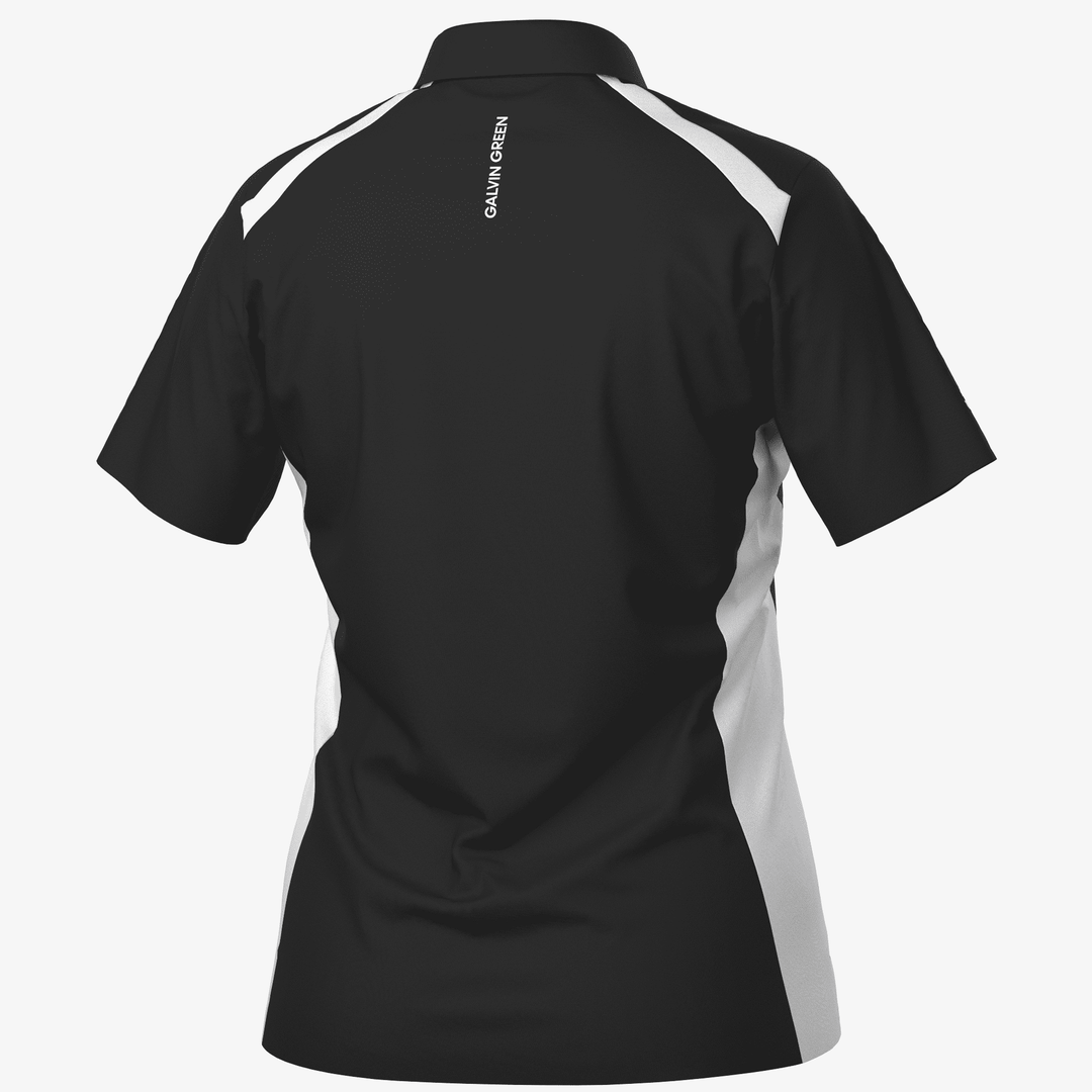 Mirelle is a Breathable short sleeve golf shirt for Women in the color Black/White(7)