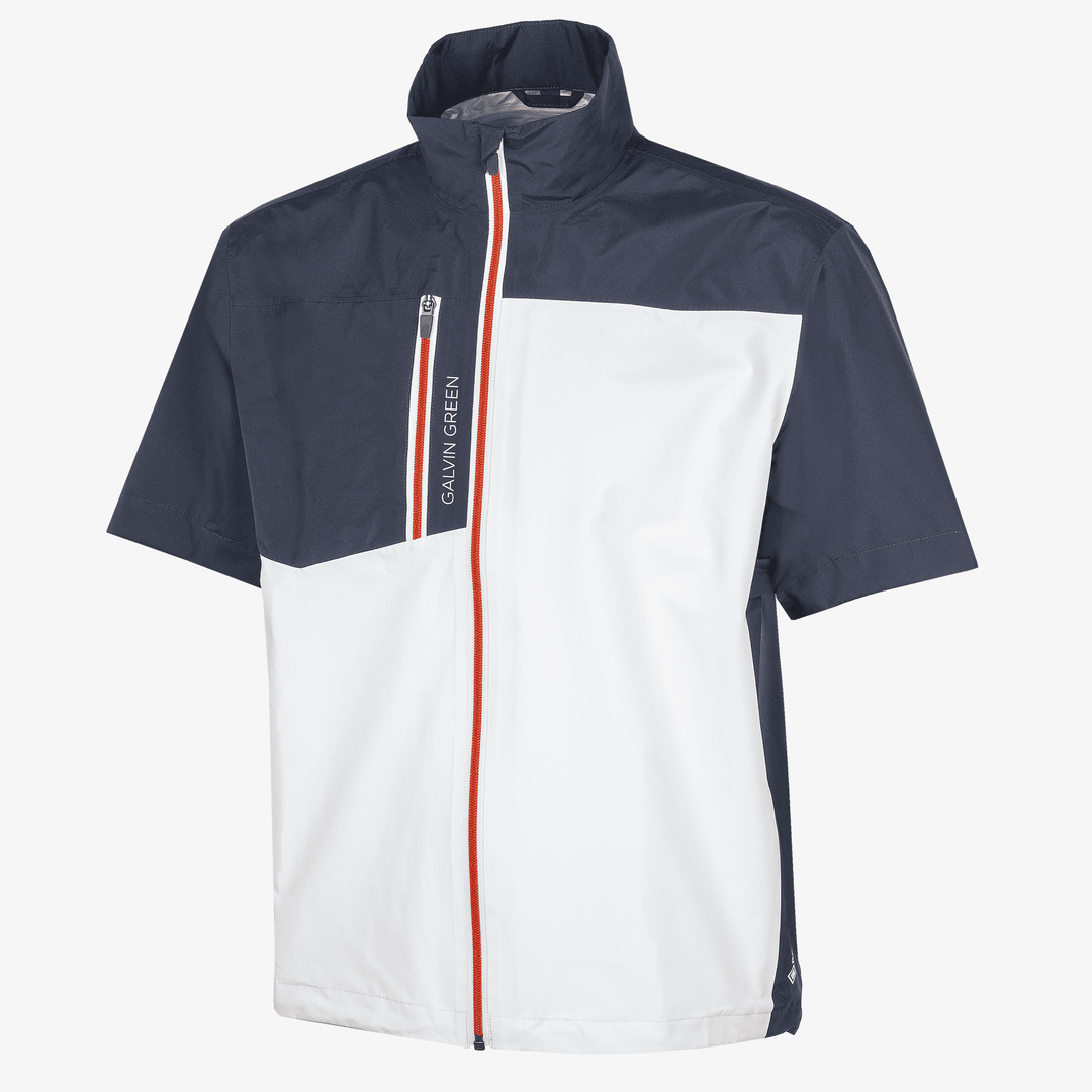 Axl is a Waterproof short sleeve jacket for Men in the color White/Navy/Orange(0)