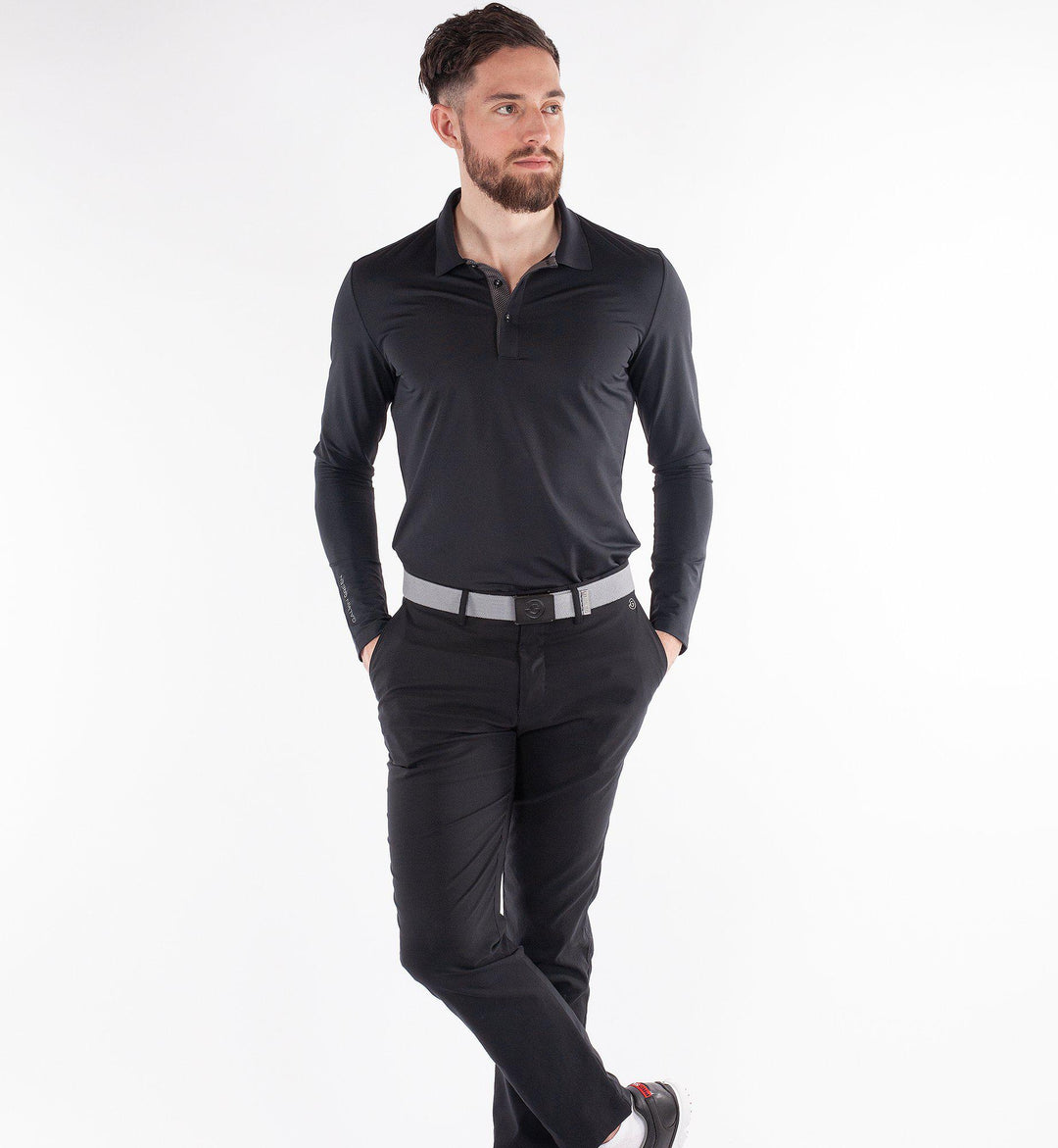 Marwin is a Breathable long sleeve golf shirt for Men in the color Black(2)