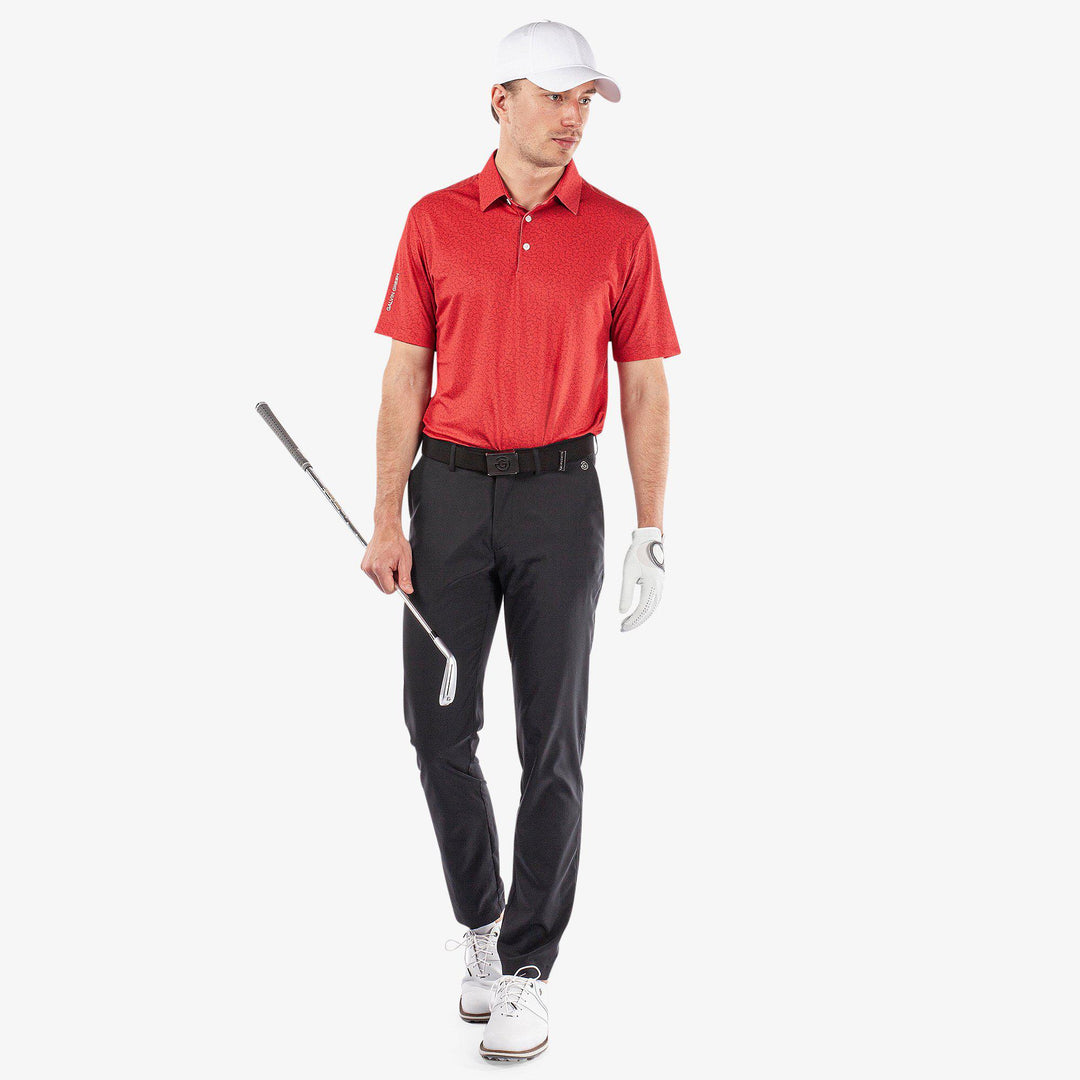 Mani is a Breathable short sleeve golf shirt for Men in the color Red(2)