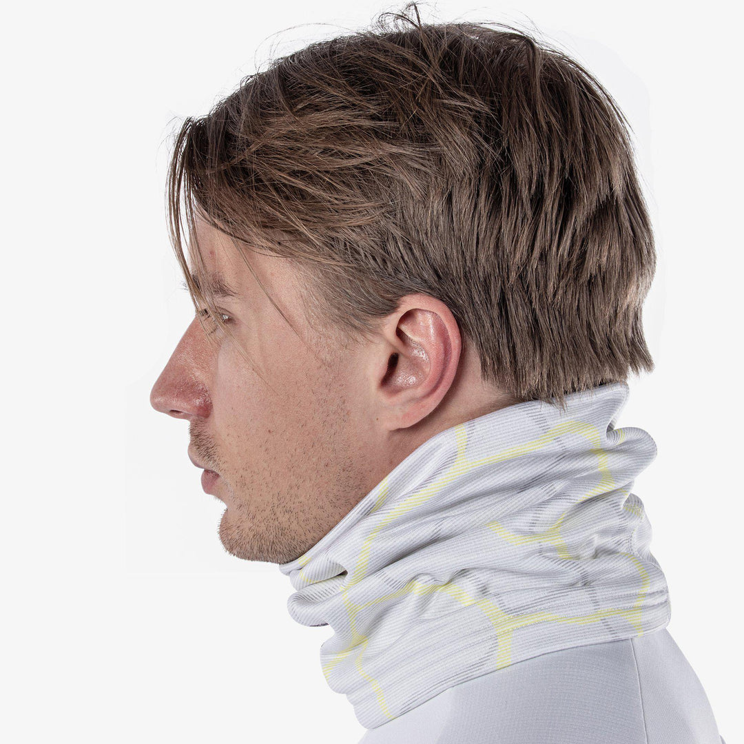 Dugan is a Insulating golf neck warmer in the color White/Sunny Lime(3)