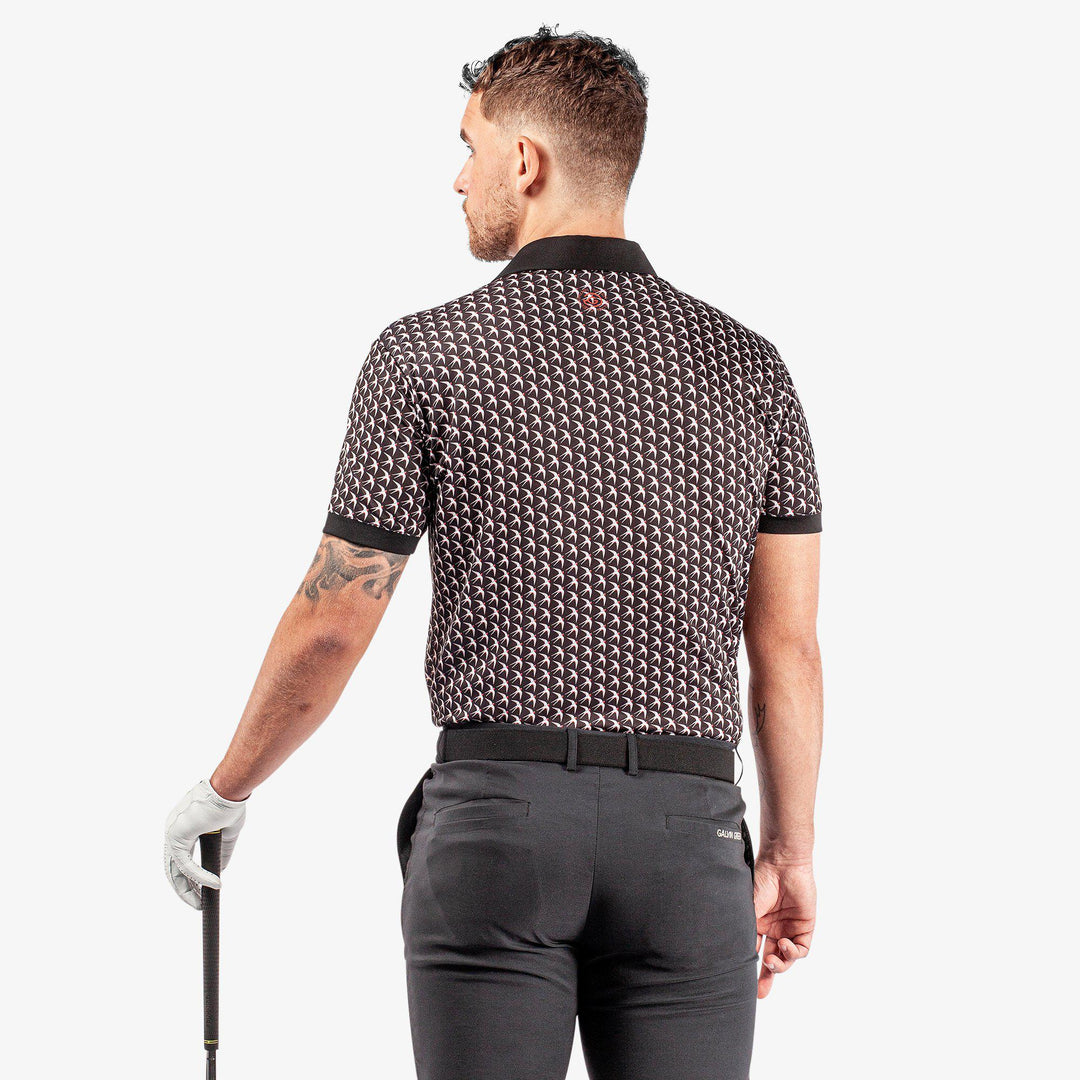 Malcolm is a Breathable short sleeve golf shirt for Men in the color Black/Sharkskin/Red(5)