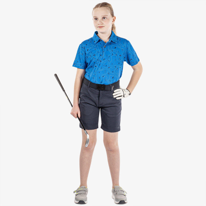 Rowan is a Breathable short sleeve golf shirt for Juniors in the color Blue/Navy(2)